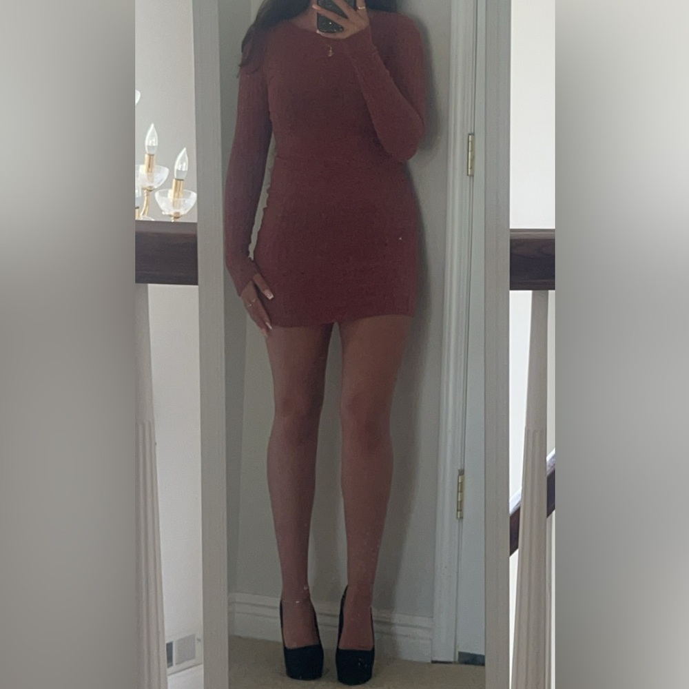 Long sleeve warm mini dress